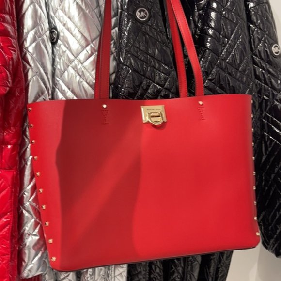 Michael Kors Manhattan Large Tote Leather Color Flame - Picture 16 of 16